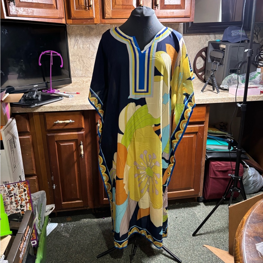 Colorful Floral Kaftan Dress